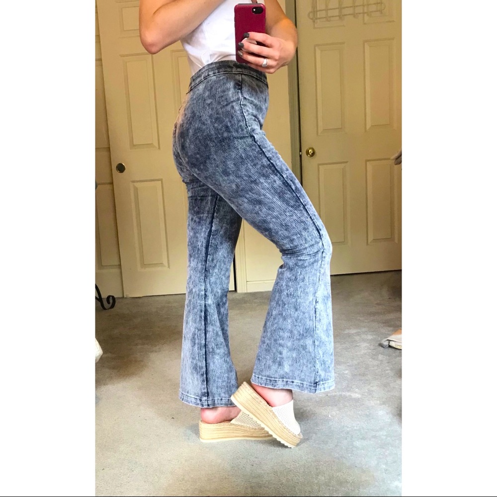 ✨POL✨ High Rise Acid Wash Corduroy Flare Pants